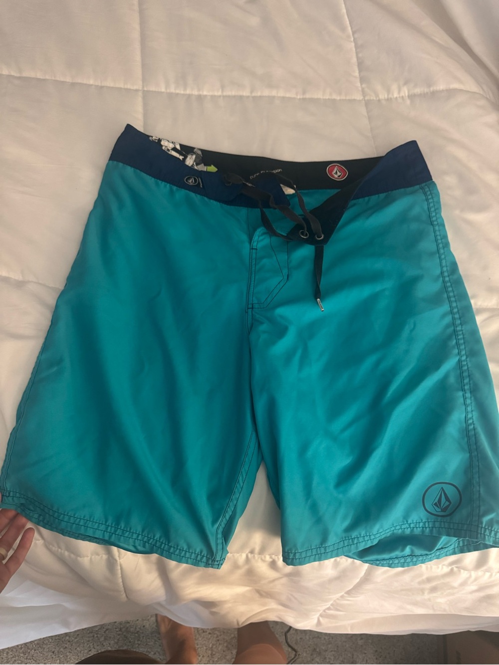 Volcom Men’s Teal Board Shorts with Navy Waistband